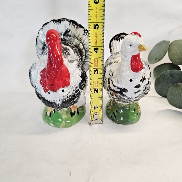 Large Vintage Thanksgiving Turkey Salt & Pepper Shakers Male Female Japan MCM - Picture 5 of 9